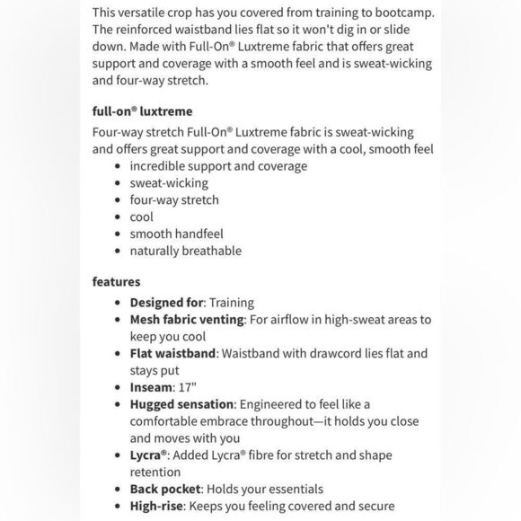 Lululemon Train Times Crop (17") Black great pre owned condition mesh detail - Picture 11 of 11